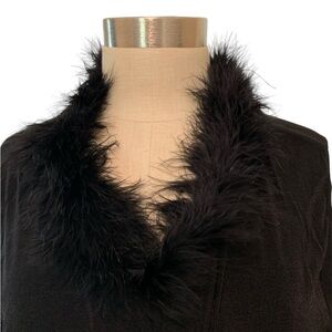 Black boa collar top